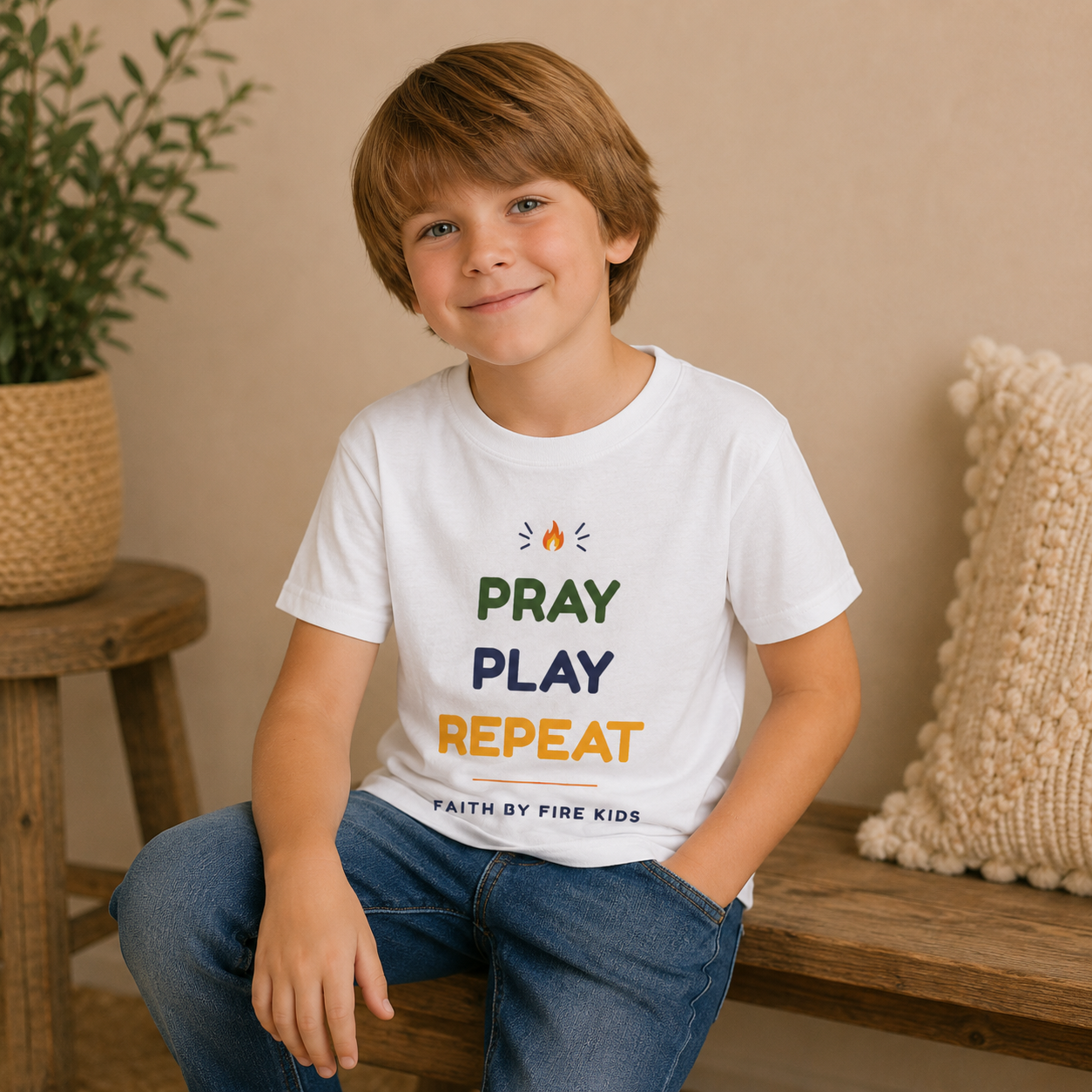 Pray. Play. Repeat.™ Premium Youth Tee