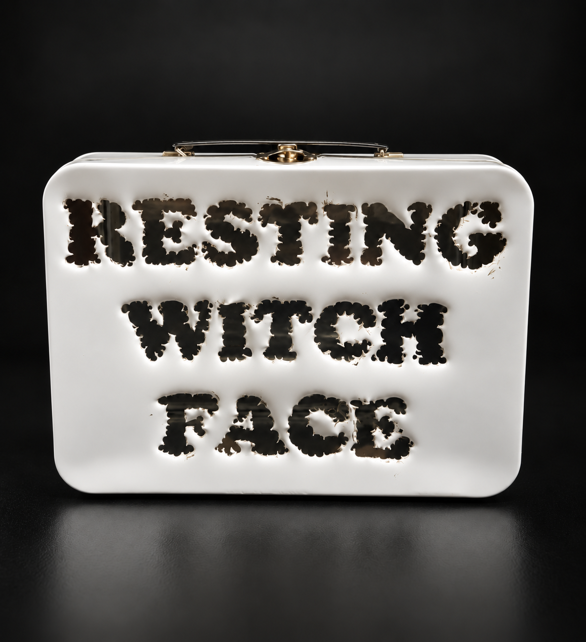 Resting Witch Face Light-Up Metal Box