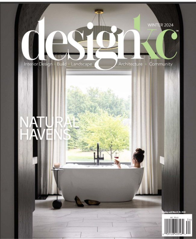 designKC Winter 2024 issue featuring Center Stage Shower by Amy Krause Design.