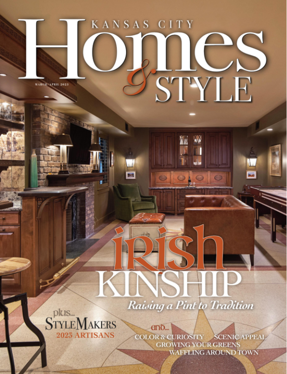 Kansas City Homes & Style 2020 ASID Award Winners issue featuring Amy Krause Design Gold Award winners for kitchen and living room.