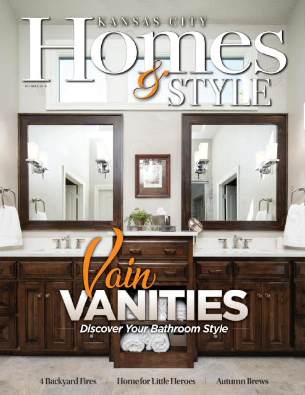 Kansas City Homes & Style 2019 article Archived in the Attic featuring Amy Krause Design bathroom vanities.
