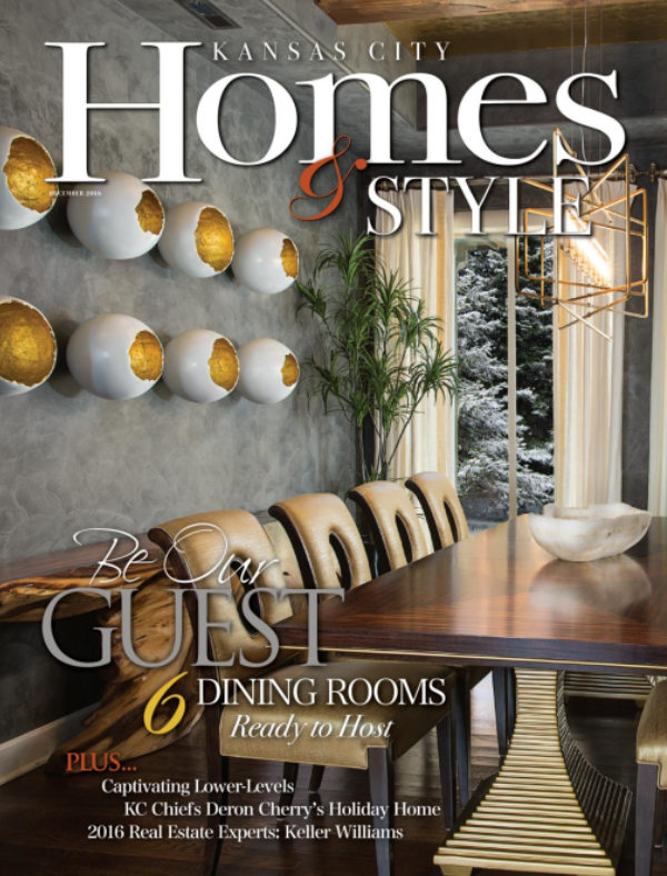 Kansas City Homes & Style 2016 Holiday Issue featuring Amy Krause Design dining room.