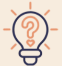 Simple illustration of a lightbulb with a question mark inside, symbolizing idea or inquiry