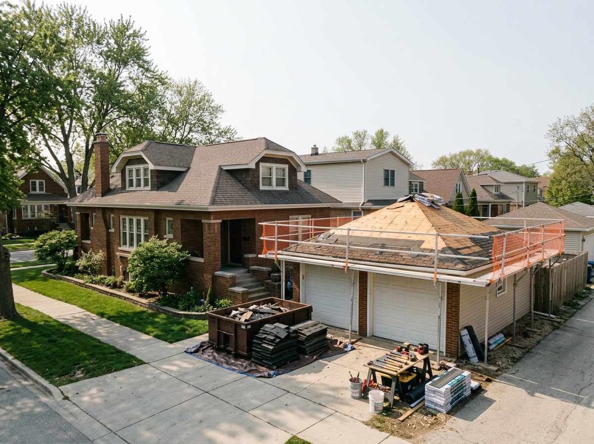 Garage ADU concept — roof demolition and preparation before framing.