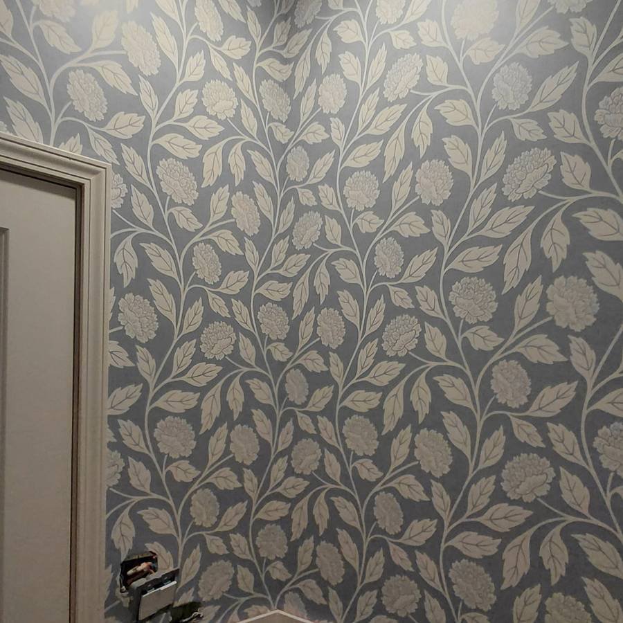 Almost done: the powder room is nearing completion.