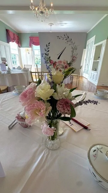             Amazing Grace's lizzies and zinnias    
               used for Historic Rosemont Tea