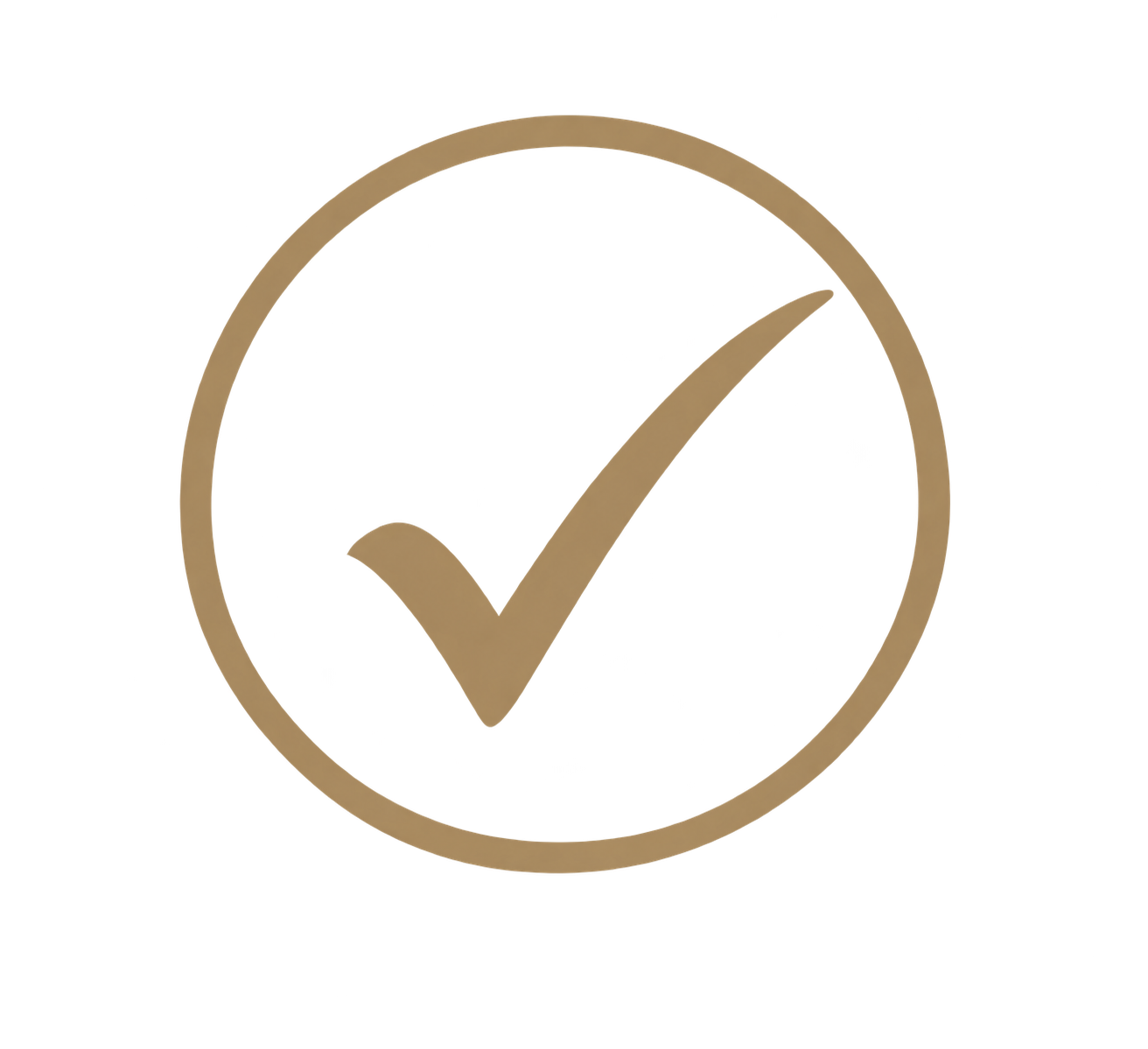 Gold checkmark inside a gold circle.