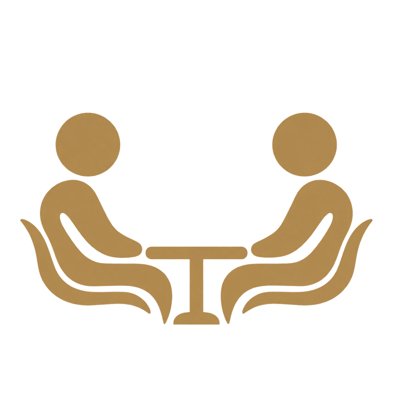 Icon of two people in conversation representing attorney consultation