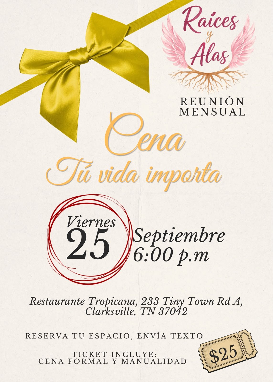 Cena Tu vida importa
