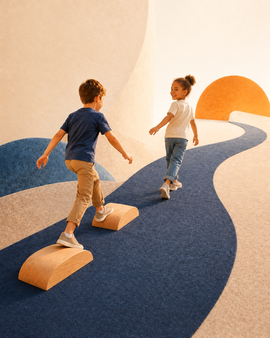 Children exploring movement and balance through play