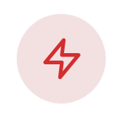 Red lightning bolt symbol inside a light pink circle