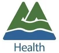 A logo with green mountains, a blue wave, and the word 'Health' underneath.