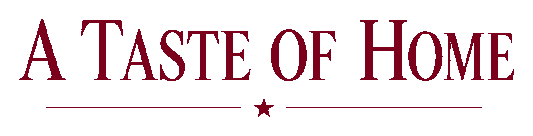 Stylized text reading 'A Taste of Home' with a star symbol underneath, on a black background.