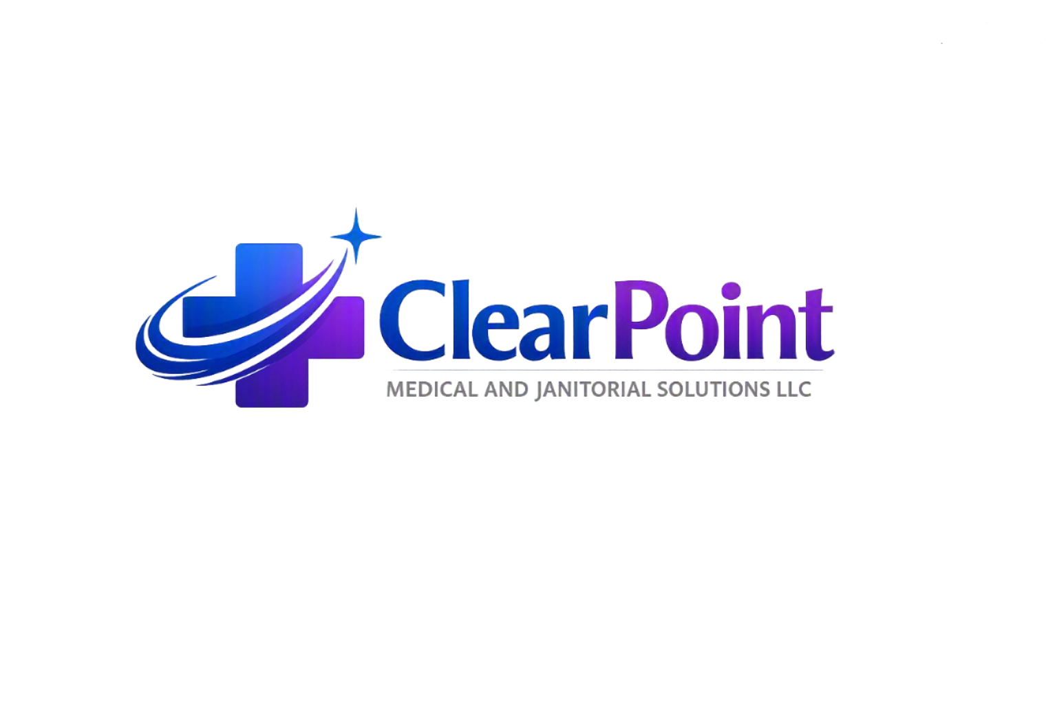 Logo for ClearPoint Medical and Surgical Supplies with a stylized swoosh and the text 'ClearPoint' in blue and purple, with a subtitle 'Medical and Surgical Supplies' underneath.