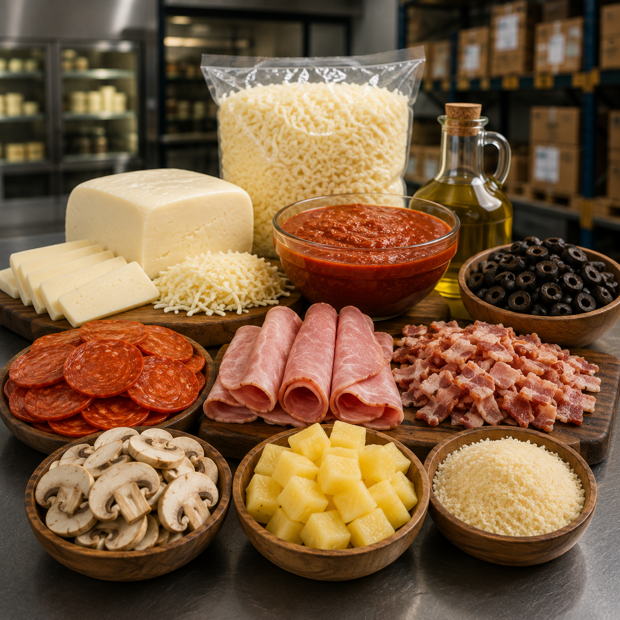PIZZERIAS 

Abastecimiento para pizzerías con productos seleccionados para mantener la calidad y consistencia en cada preparación. Mozzarella, pepperoni, jamón, salsa para pizza y diferentes complementos, con opciones por volumen y entregas programad