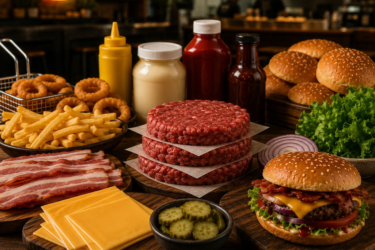 Hamburgueserias
Soluciones de abastecimiento para hamburgueserías y negocios de comida rápida. Carne, queso, tocino, aderezos, pepinillos y otros insumos esenciales para mantener tu cocina preparada y tu operación en movimiento.