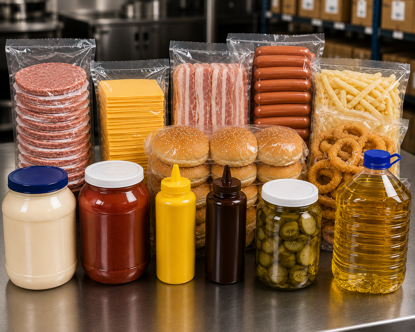 HAMBURGUESERIAS

Abastecimiento para negocios de comida rápida con productos esenciales para mantener una operación práctica y constante. Quesos, carnes frías, tocino, salchicha, aderezos, aceites y complementos, con opciones de compra por volumen y 