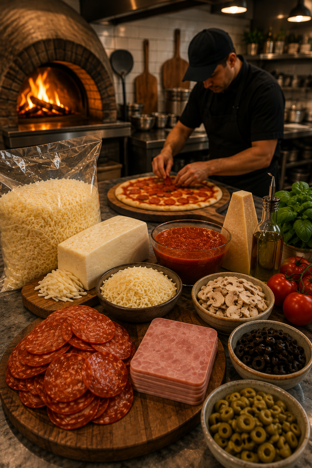 Abastecimiento para pizzerías con productos seleccionados para mantener la calidad y consistencia en cada preparación. Mozzarella, pepperoni, jamón, salsa para pizza y complementos esenciales, con opciones por volumen y entregas programadas para tu n
