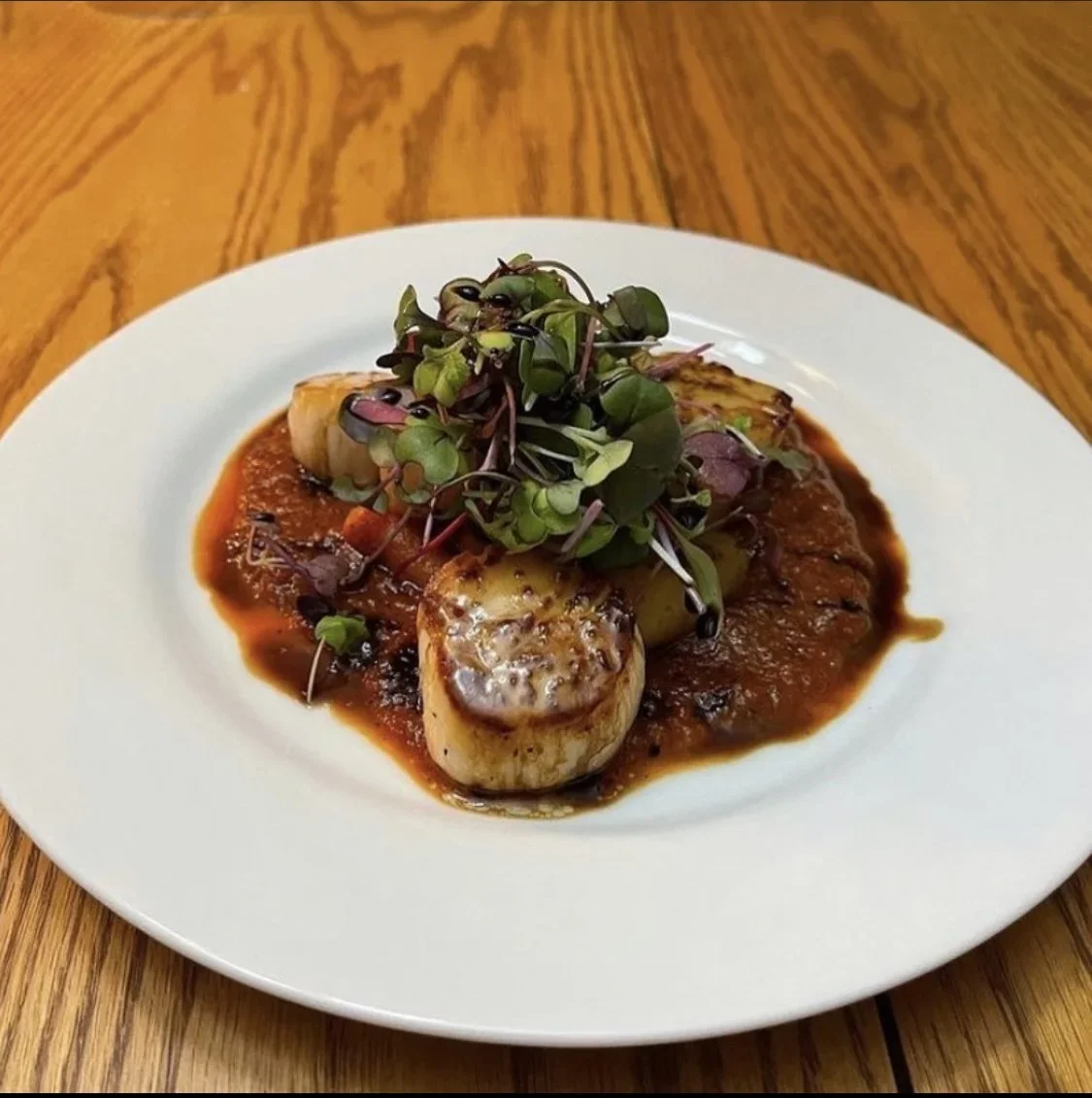 Pan-seared gourmet course plated for luxury private dining experience in NJ