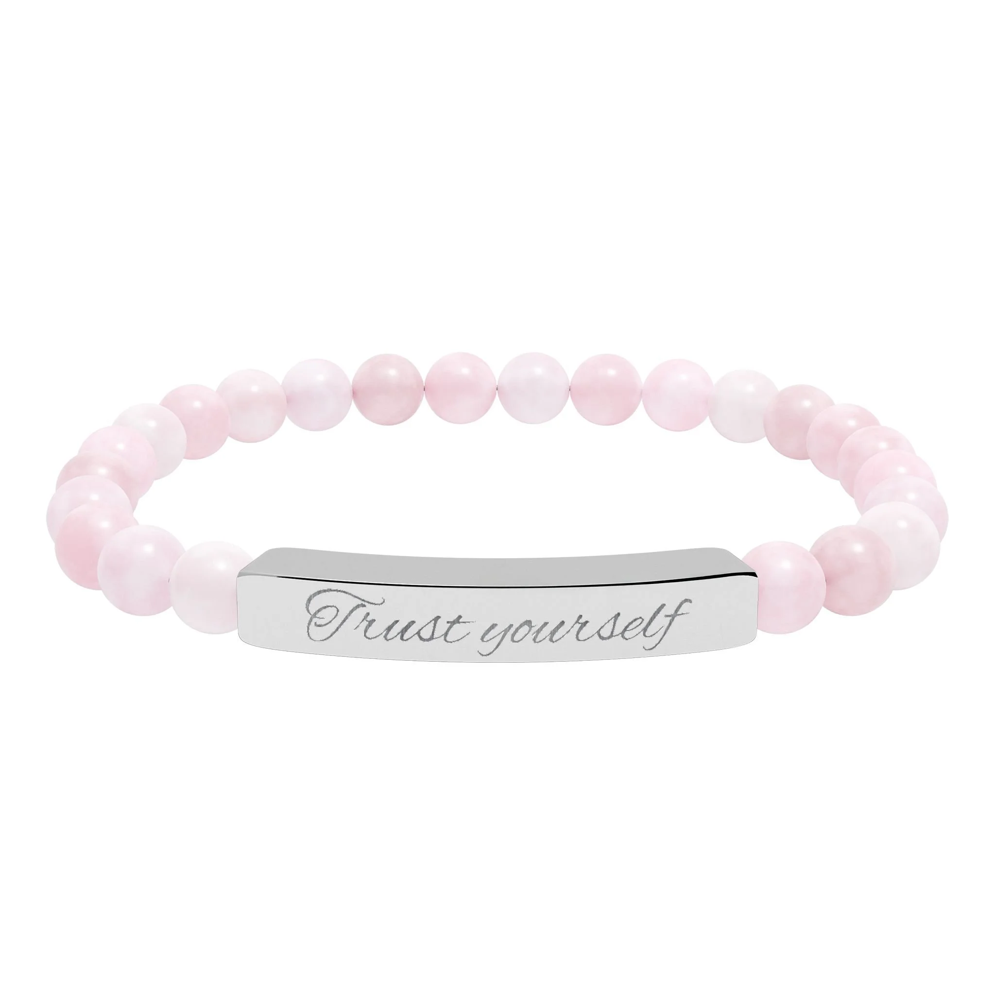 Engravable Natural Stone Bead Stretch Bracelet