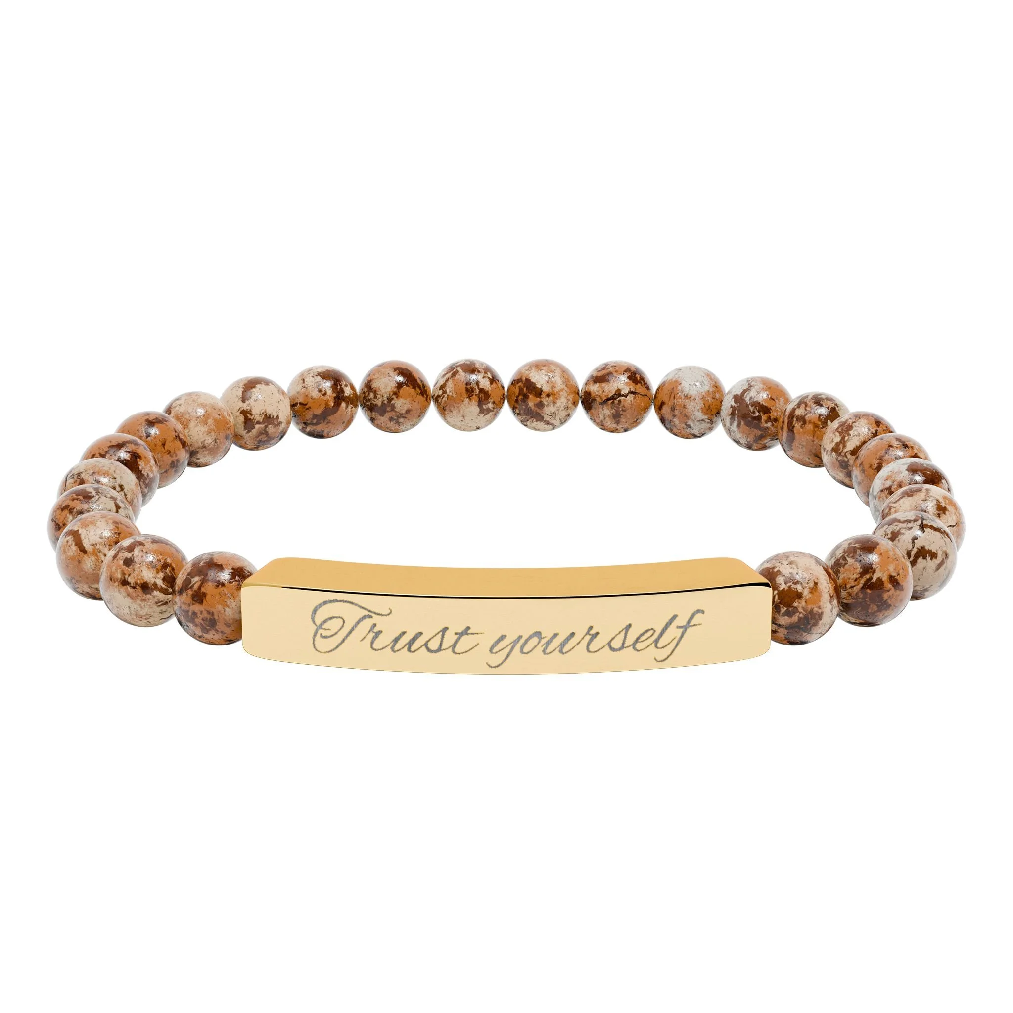 Engravable Natural Stone Bead Stretch Bracelet