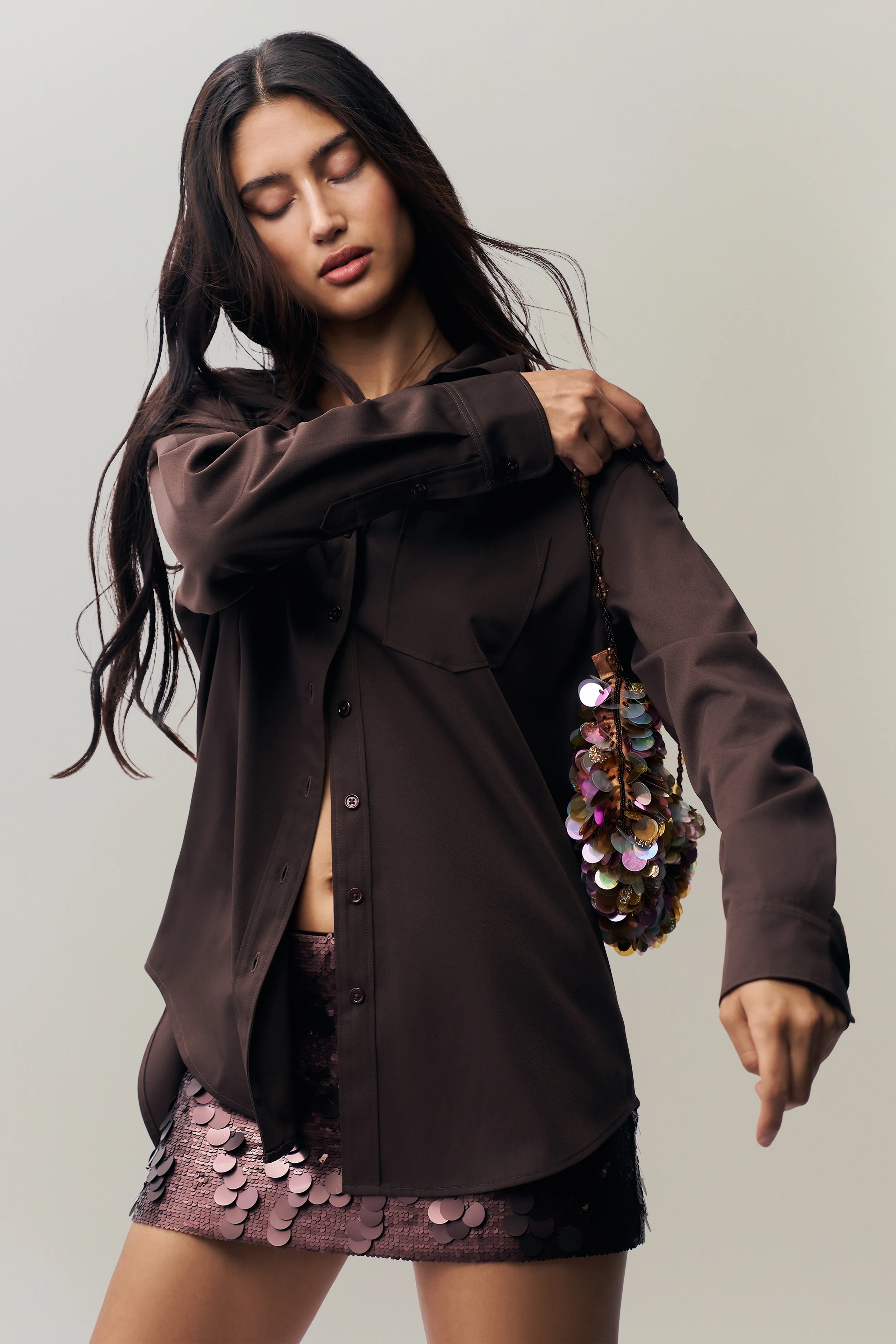 Oona_Button_Down_Low_Rise_Paillette_Skirt_Chocolate3.png