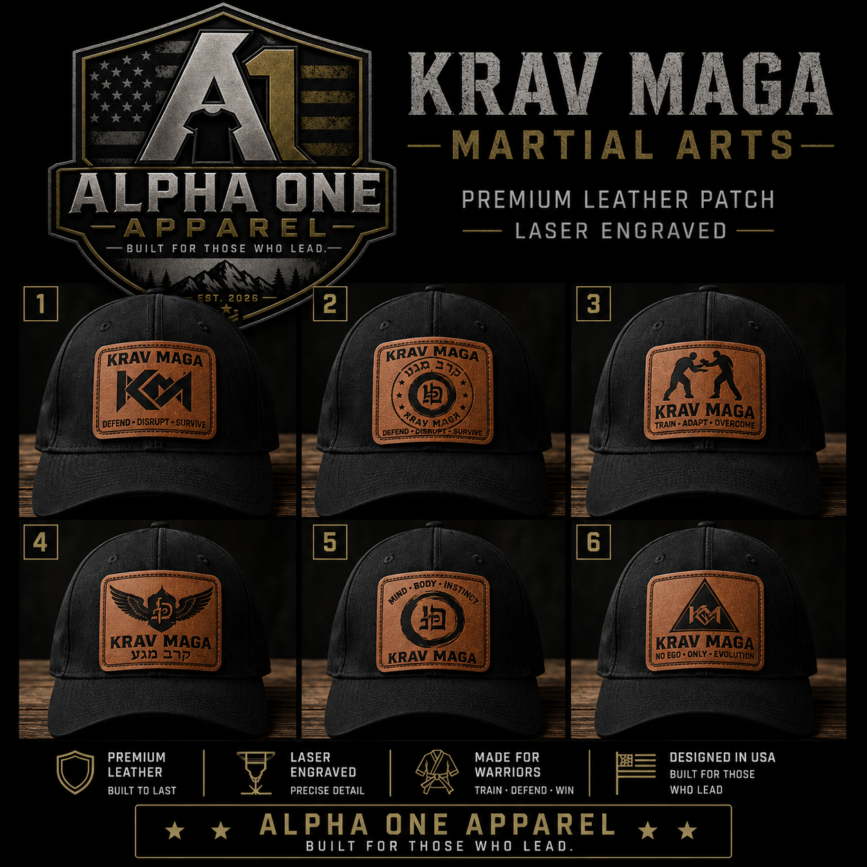 KRAV MAGA / MARTIAL ARTS LEATHER PATCH HAT