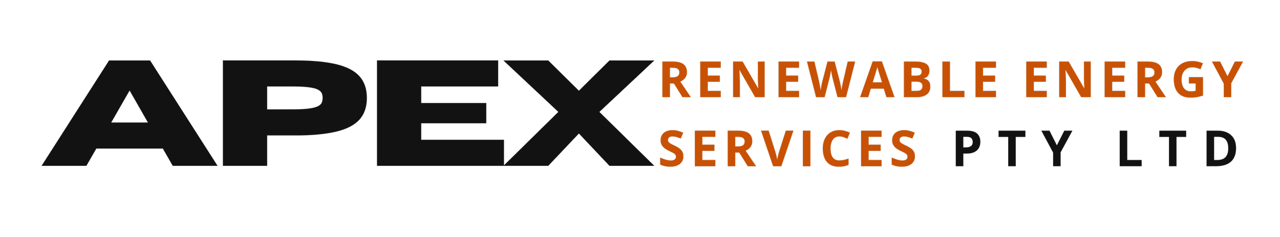 Logo for Apex Renewable Energy Services, featuring black, dark gray, and orange text.