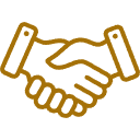 Simple line drawing of two hands shaking.
