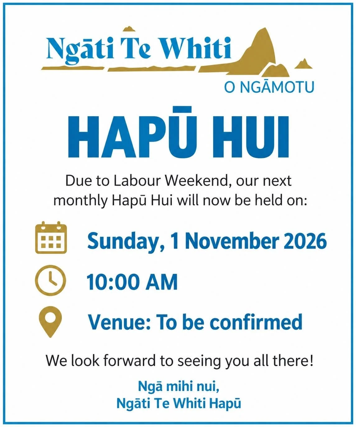 Monthly Hapū Hui - October