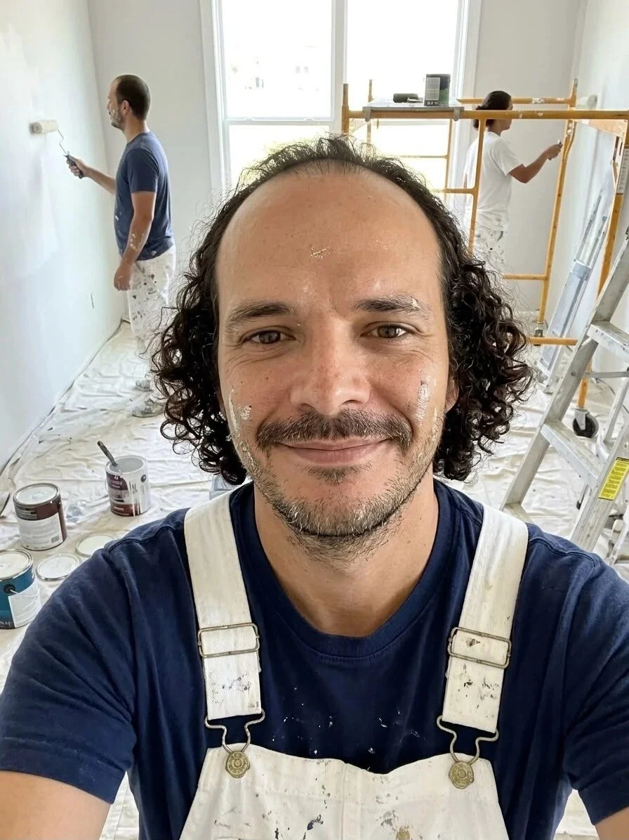 David BERREBI, artisan peintre, sur un chantier de peinture intérieure