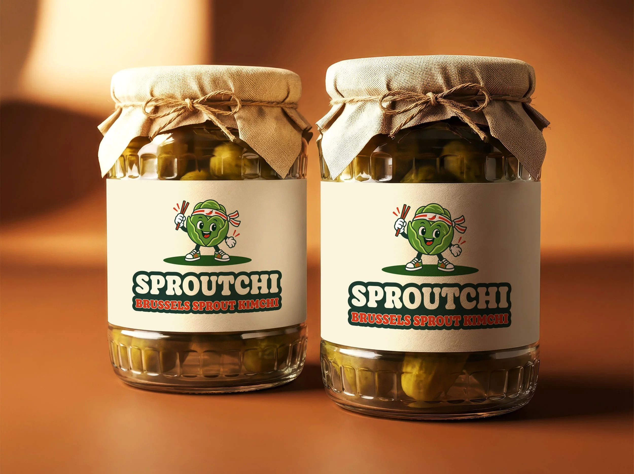 Two jars of Sproutchi fermented Brussels sprout kimchi from Pickled Revolution