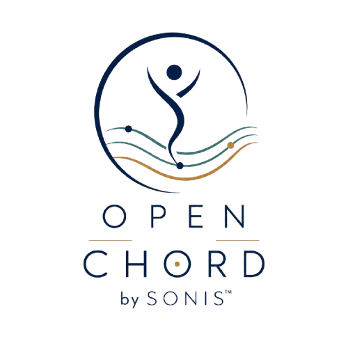 Logo with a stylized human figure, waves, and the text "OPEN CHORD by SONIS".