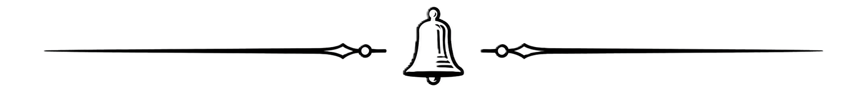 A decorative black and white border with a bell in the center and ornate line designs.