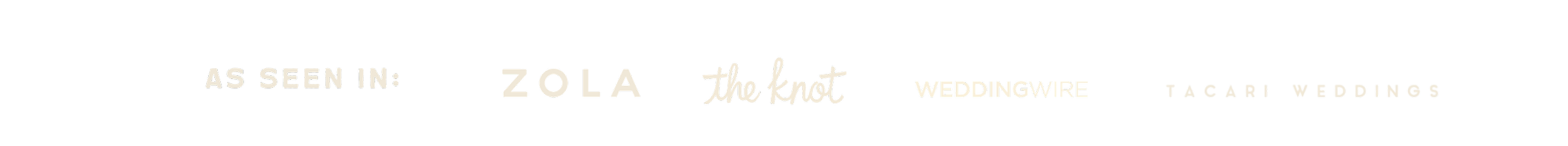 Black background with white text listing- as seen in: Zola, The Knot, WeddingWire, Taciari Weddings.