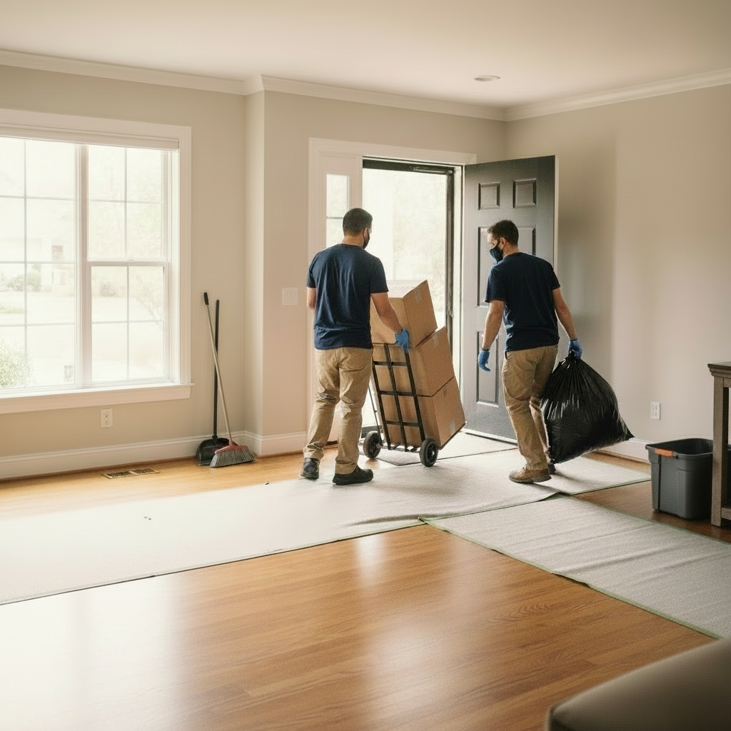 Pentalow Property Services employees clear a residential home