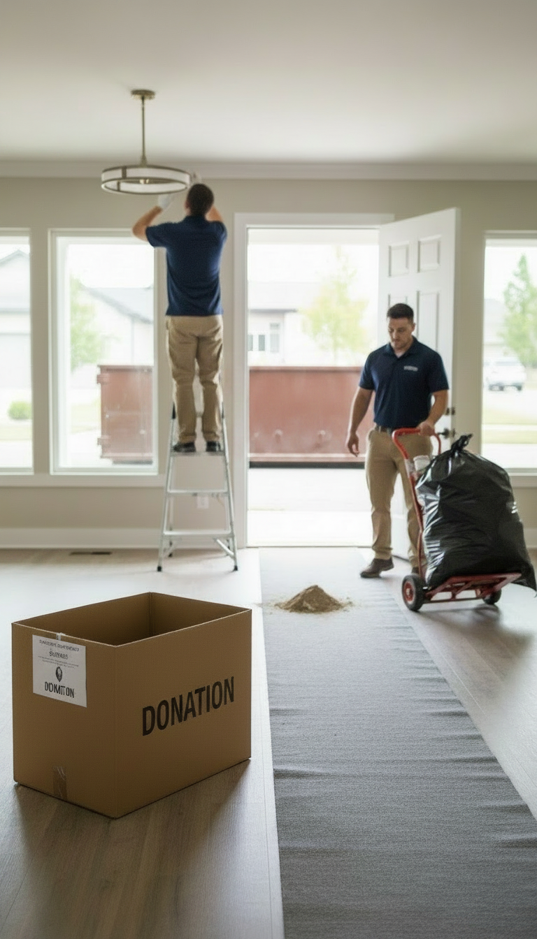 electrical upgrades and clutter removal services being executed