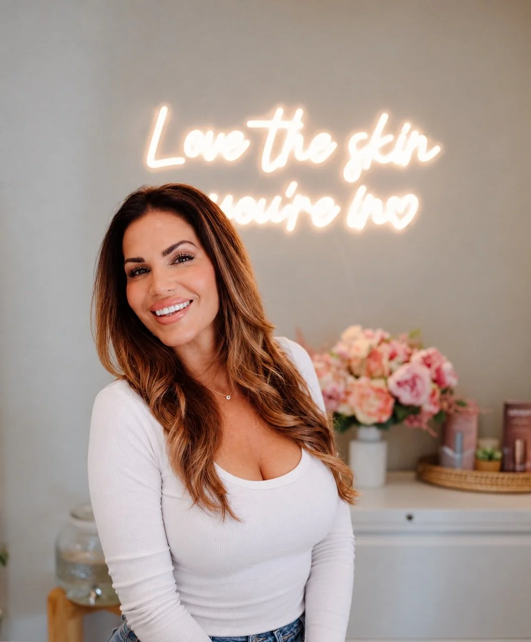 Chrissy Jacobs, licensed esthetician, in her private Santa Cruz studio for women 40+
