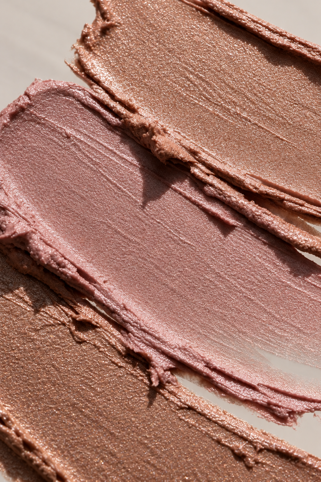 Nude and pink lipstick swatches, shades chosen to suit your coloring in a makeup consultation