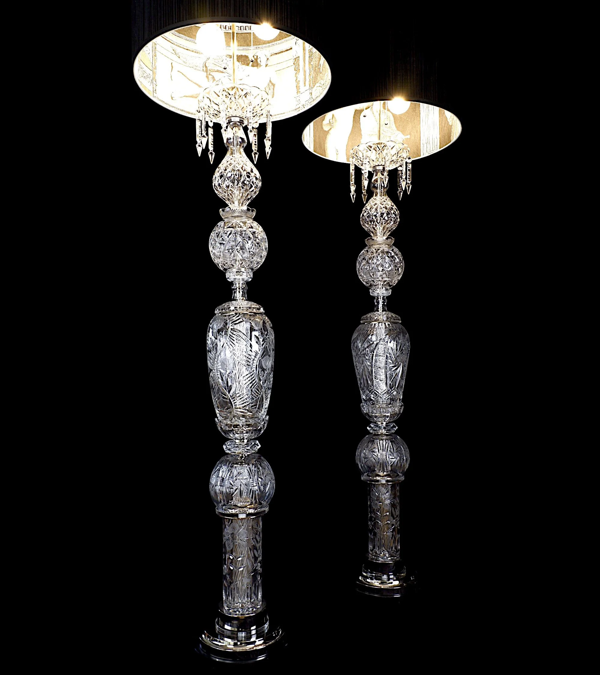 Cut Crystal Totem Floor Lamps