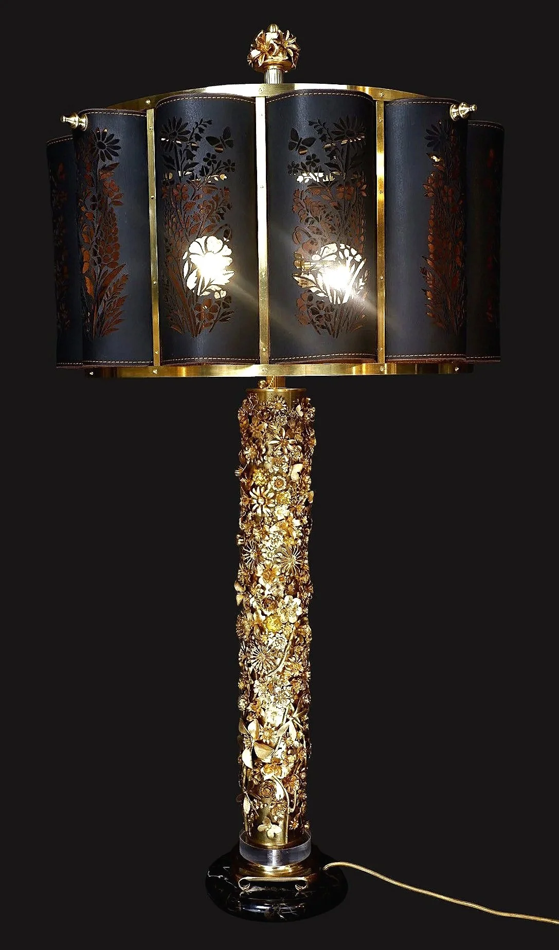 Raw Brass Flowers and Punched Leather