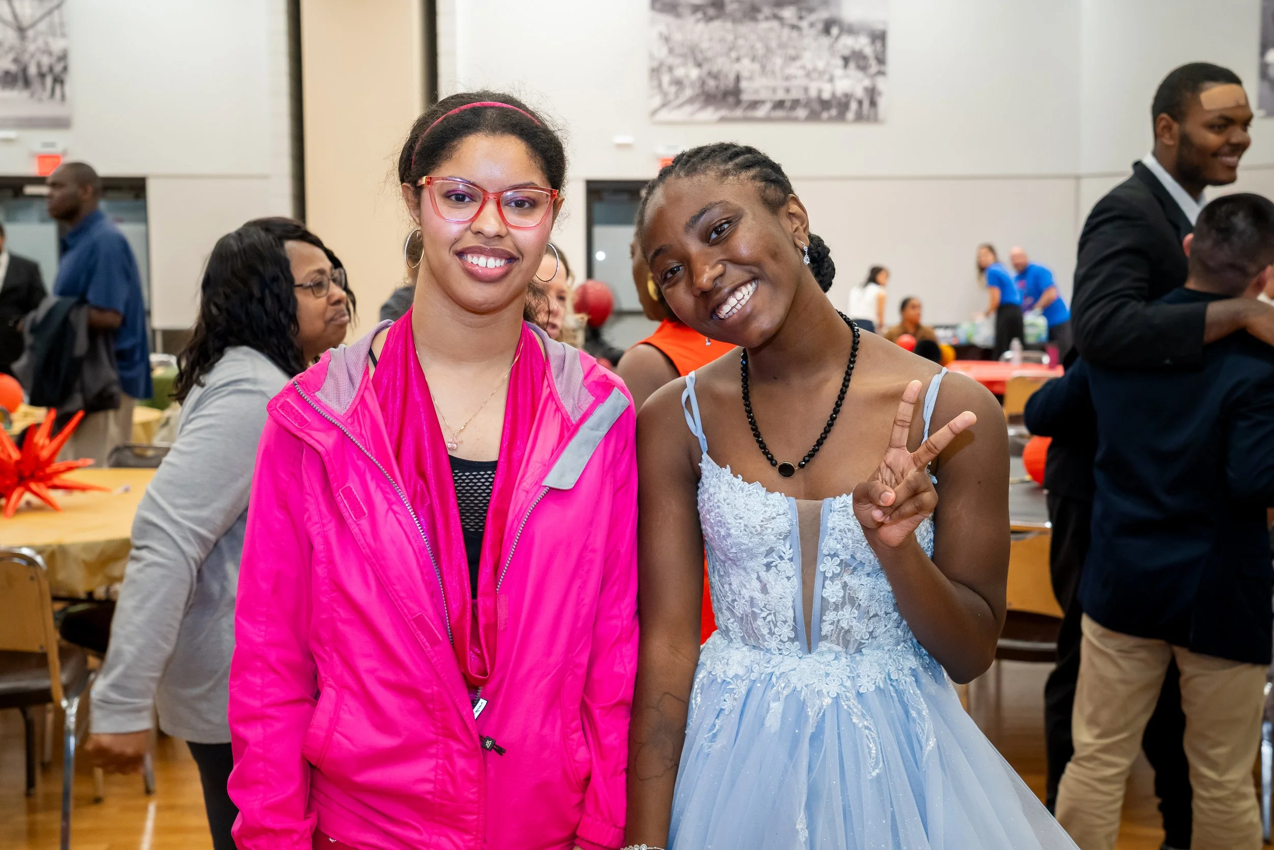 Two Boston Public Schools students pose for a photo.