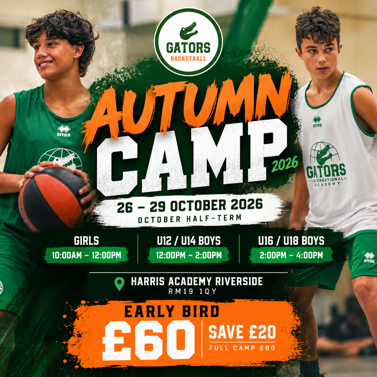 October half term basketball camp poster