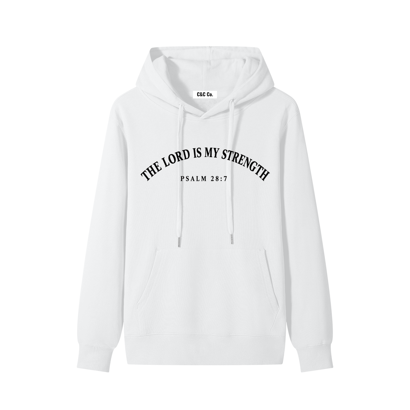 Classic Unisex Cotton Hoodie The Lord Is My Strength Black Text