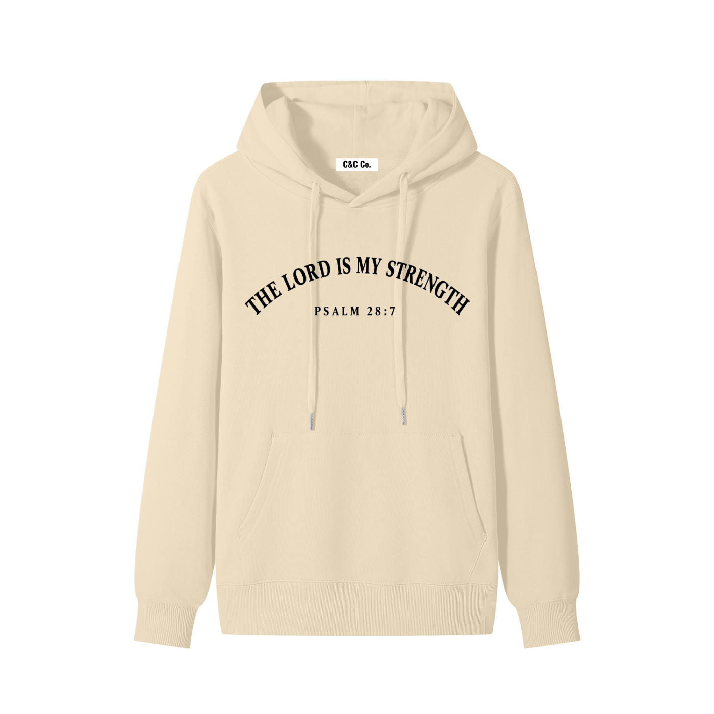 Classic Unisex Cotton Hoodie The Lord Is My Strength Black Text