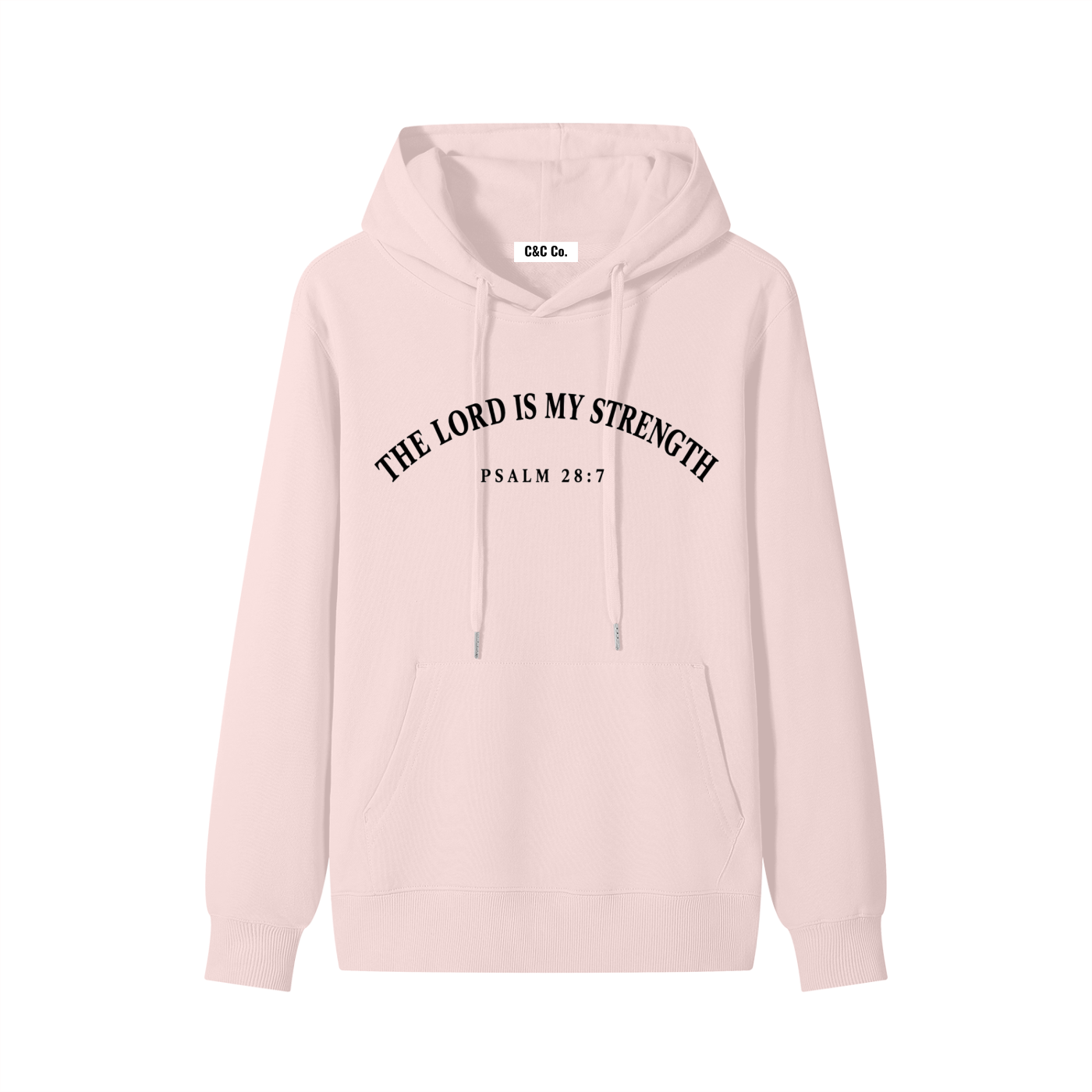 Classic Unisex Cotton Hoodie The Lord Is My Strength Black Text