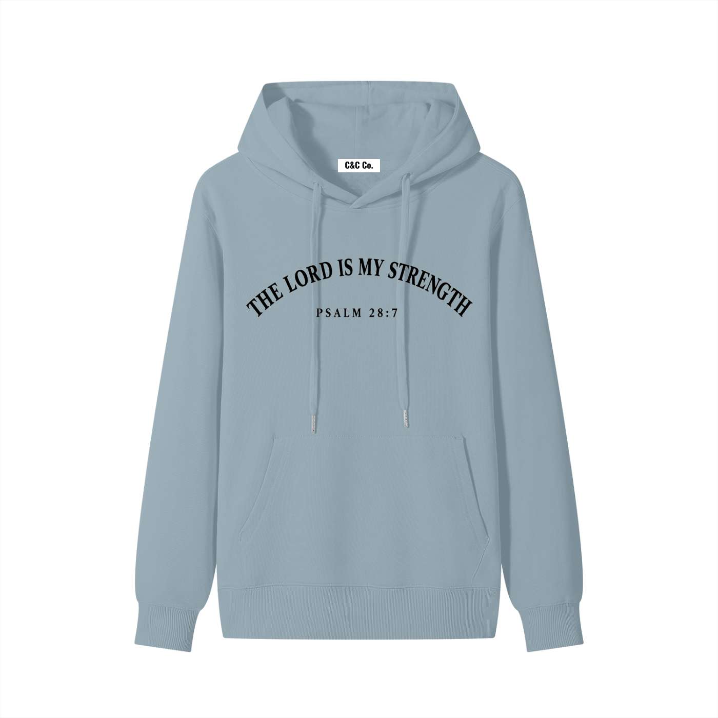 Classic Unisex Cotton Hoodie The Lord Is My Strength Black Text