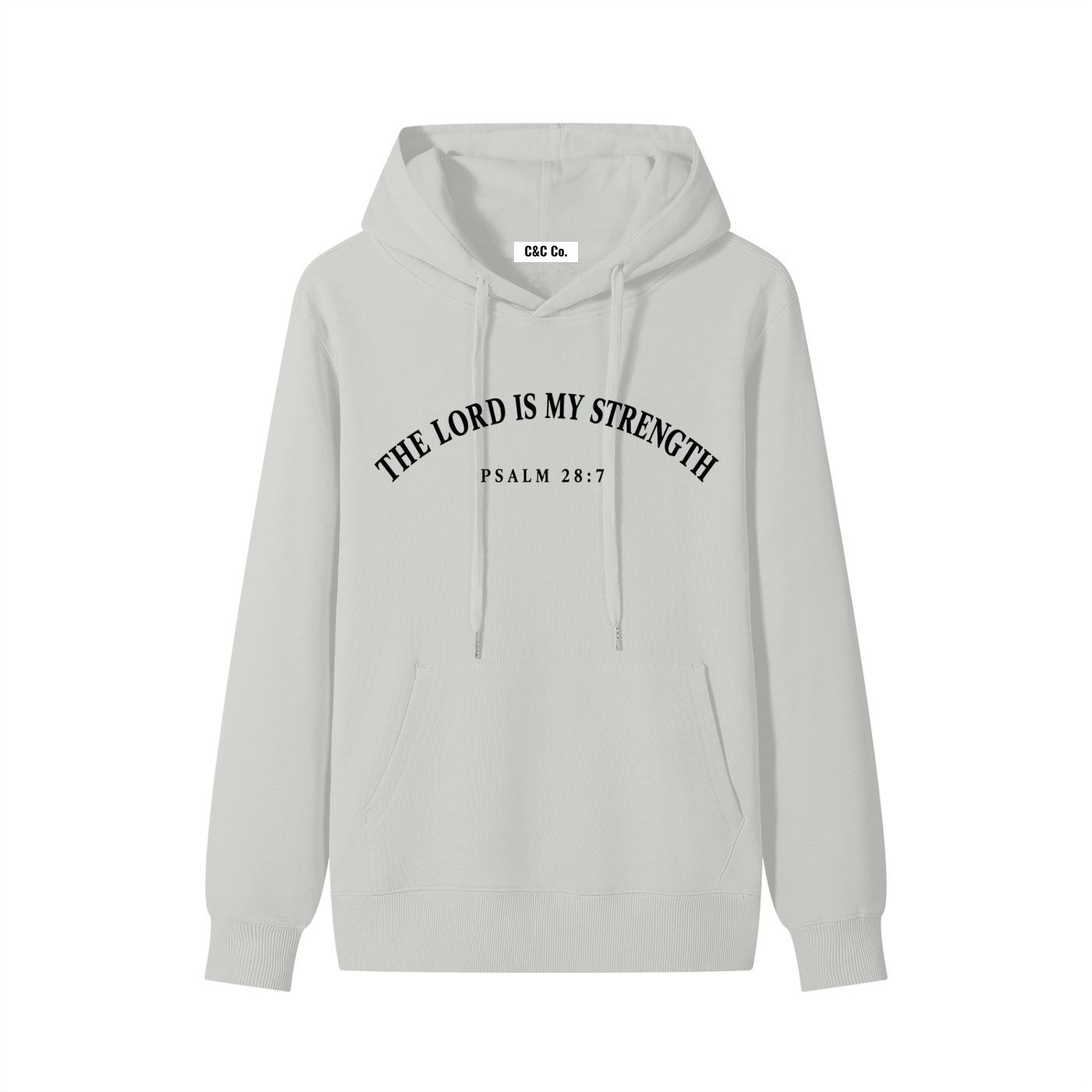 Classic Unisex Cotton Hoodie The Lord Is My Strength Black Text