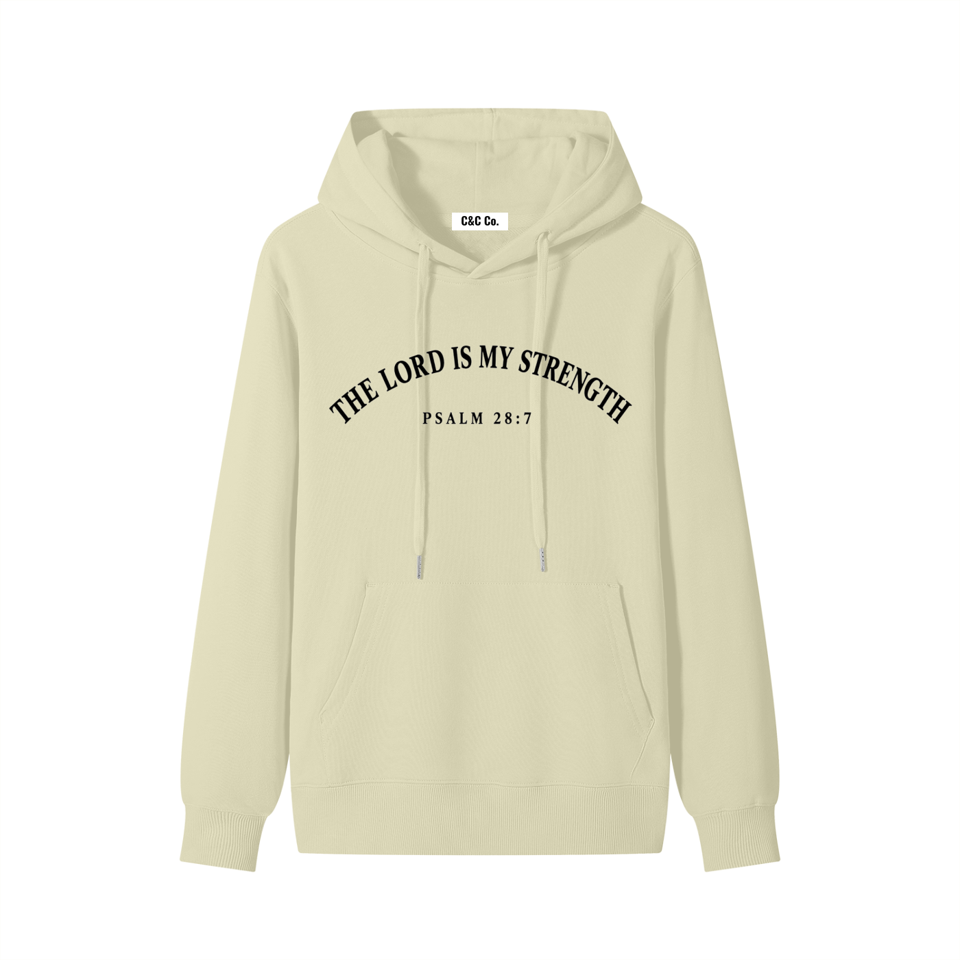 Classic Unisex Cotton Hoodie The Lord Is My Strength Black Text