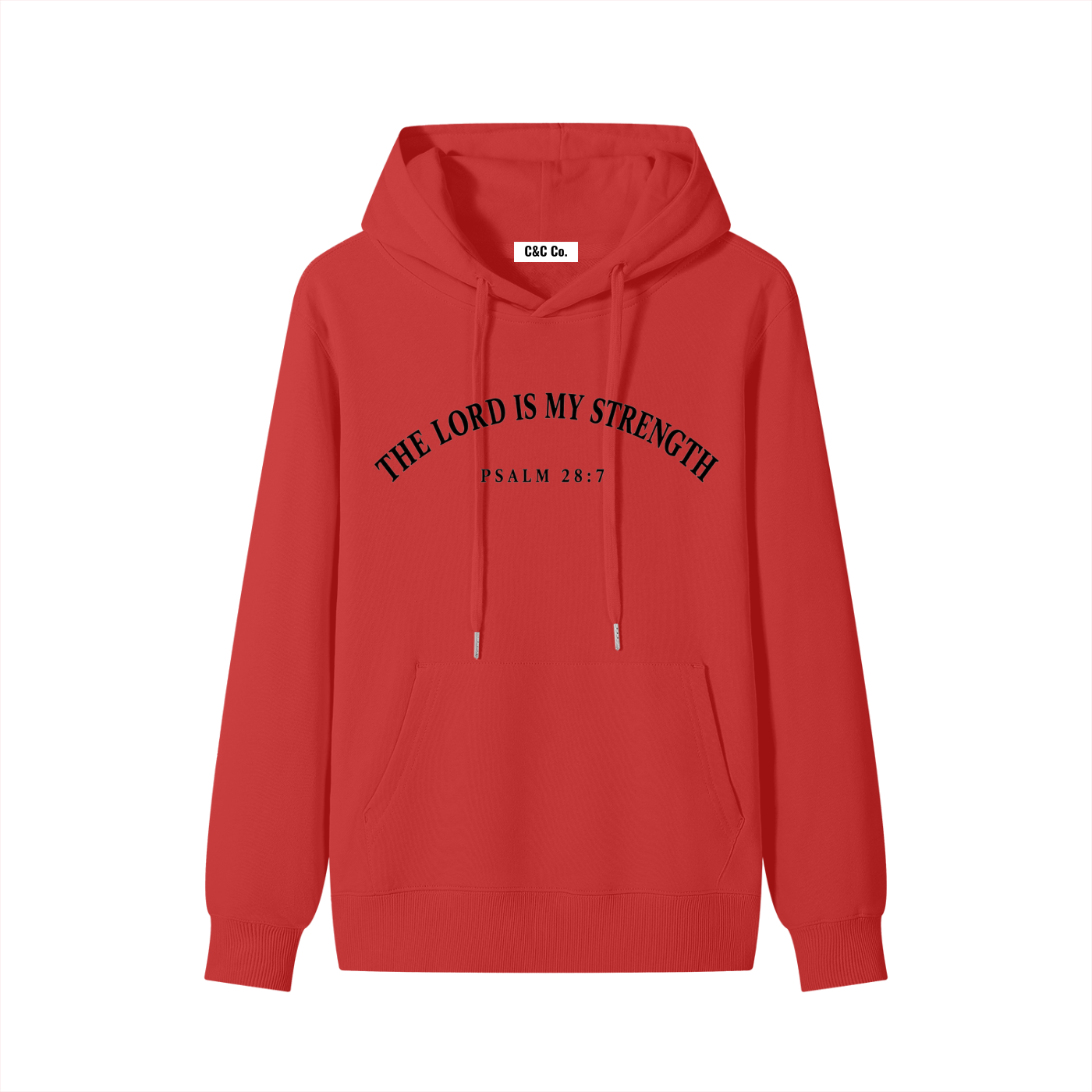 Classic Unisex Cotton Hoodie The Lord Is My Strength Black Text